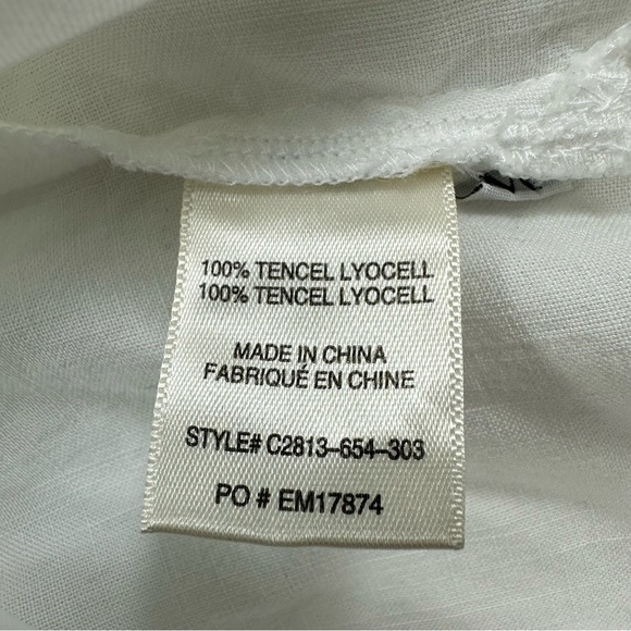 Cloth & Stone Relaxed White Button Up Shirt Women’s Medium 3/4 Sleeve Hi-Low - Picture 5 of 8